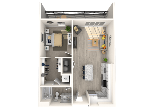 a floor plan of a one bedroom apartment at Melody on Main, Mesa