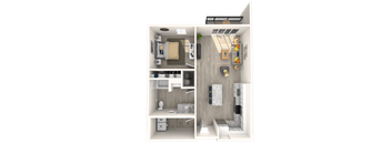 a floor plan of a studio apartment at Melody on Main, Mesa, AZ