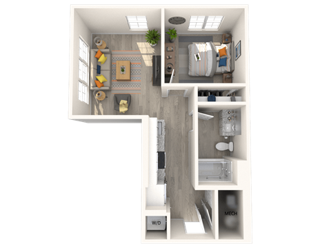 a floor plan of a 1 bedroom apartment at Melody on Main, Mesa
