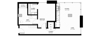 a floor plan of a small house with a bedroom and a living room