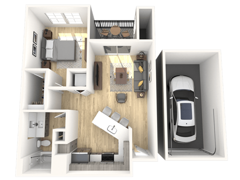 A1 One Bed Floor Plan at The Laurel Apartments, Chandler, 85286