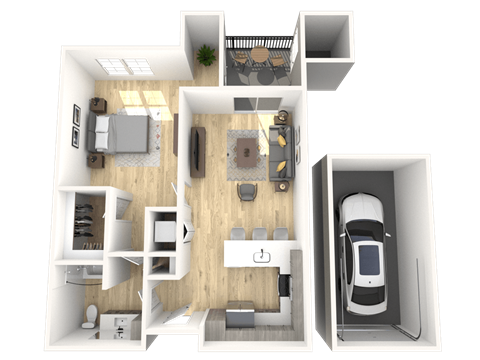 A2 One Bed Floor Plan at The Laurel Apartments, Chandler, 85286