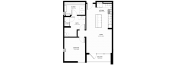 a floor plan of a home with a bedroom and a living room