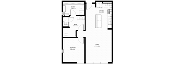 a floor plan of a home with a bedroom and a living room