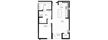 a floor plan of a home with a bedroom and a living room