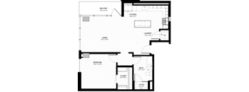 a floor plan of a small house with a bedroom and a living room