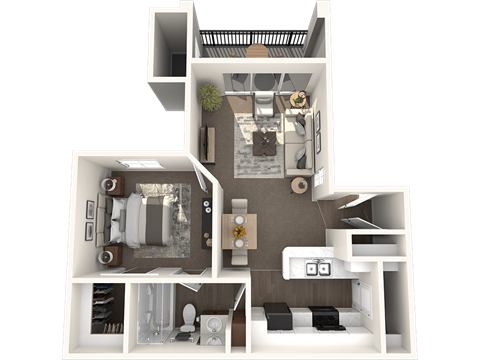 a 3d floor plan of a 2100 sq ft apartment