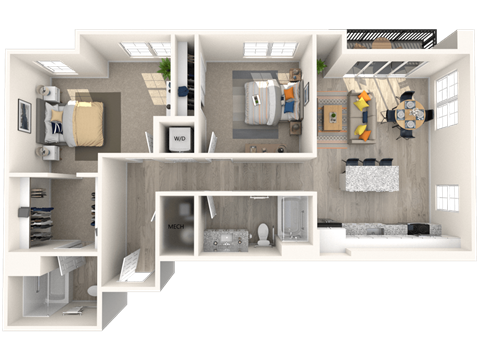 a floor plan of a 1 bedroom apartment at Melody on Main, Arizona, 85210