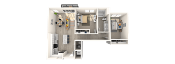 a floor plan of a two bedroom apartment  at Melody on Main, Mesa, AZ, 85210