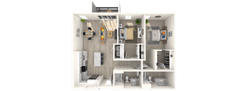 a floor plan of a 1 bedroom apartment at Melody on Main, Mesa, Arizona