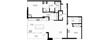 a floor plan of a house with a bedroom and a living room