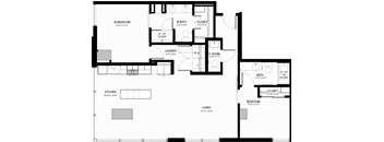 a floor plan of a small house with a bedroom and a living room