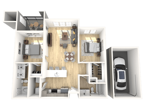 B2 Two Bed Floor Plan at The Laurel Apartments, Chandler, 85286