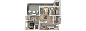 a rendering of a 3d floor plan of a house