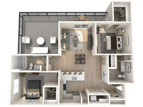 B3 Floor Plan at Weylyn Luxury Apartments, Arizona