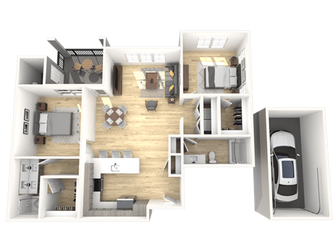 B3 Two Bed Floor Plan at The Laurel Apartments, Chandler, 85286