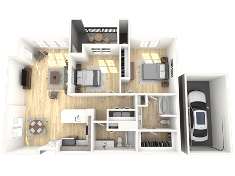 B4 Two Bed Floor Plan at The Laurel Apartments, Chandler, 85286