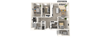 a floor plan of a 3 bedroom apartment at Melody on Main, Mesa, Arizona