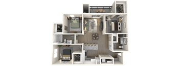 a rendering of a 3d floor plan of a house