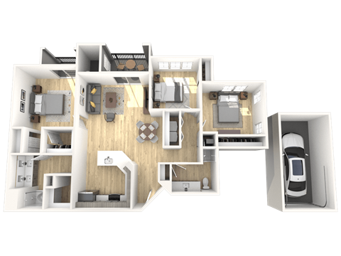 C1 Three Bed Floor Plan at The Laurel Apartments, Chandler, 85286