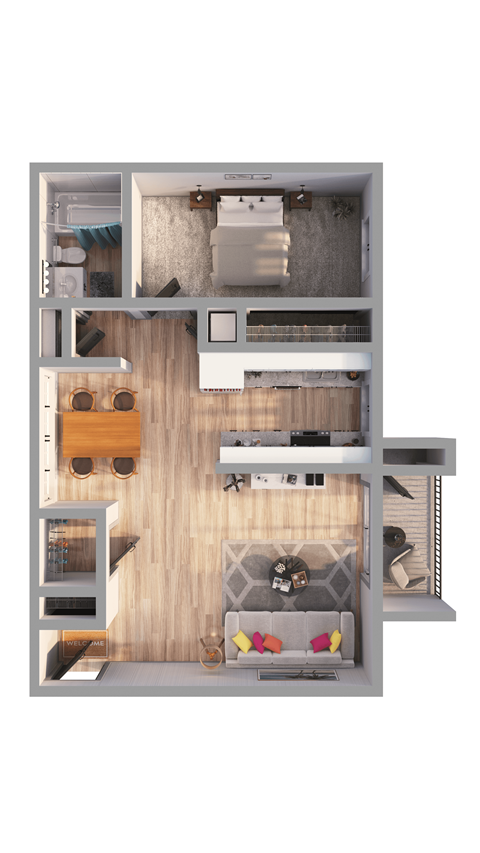 a floor plan of a home with a living room and a dining room