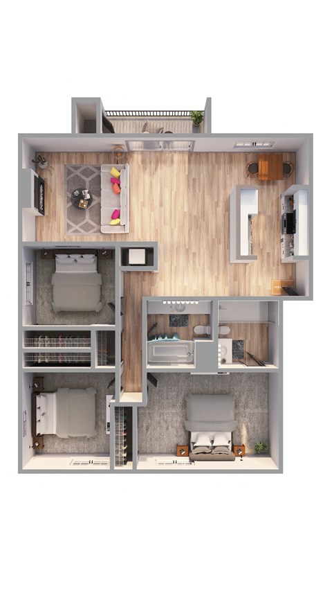 a floor plan of a 1 bedroom apartment with a bathroom and a balcony