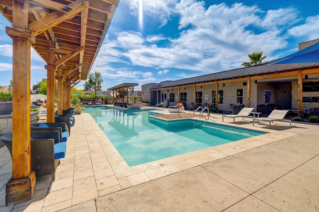 the swimming pool at our apartments in palm springs