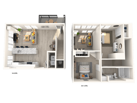 a floor plan of a two bedroom apartment with two bathrooms and a balcony at Melody on Main, Arizona
