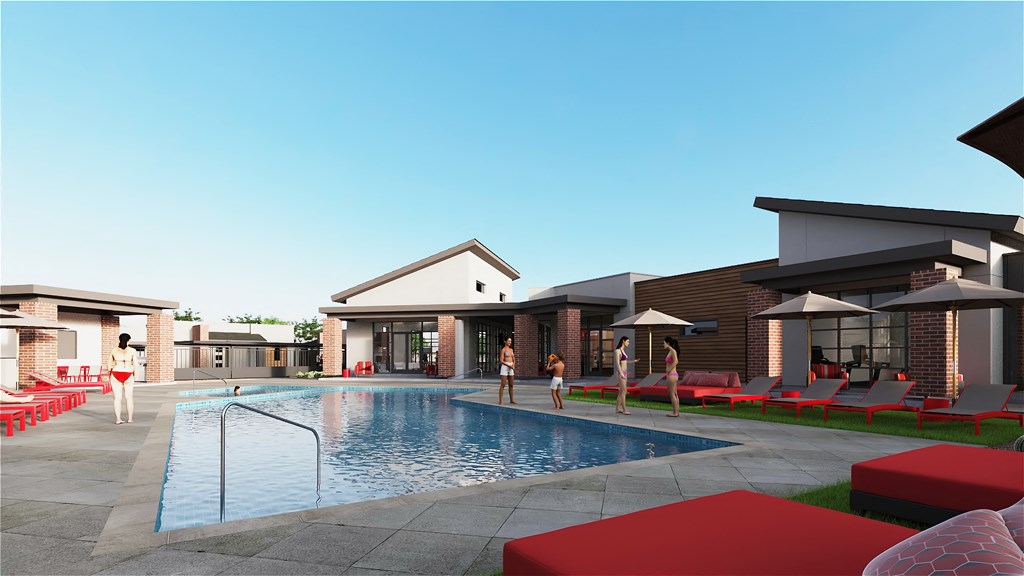 a rendering of the pool area at Marketside Villas at Verrado, Buckeye, 85396