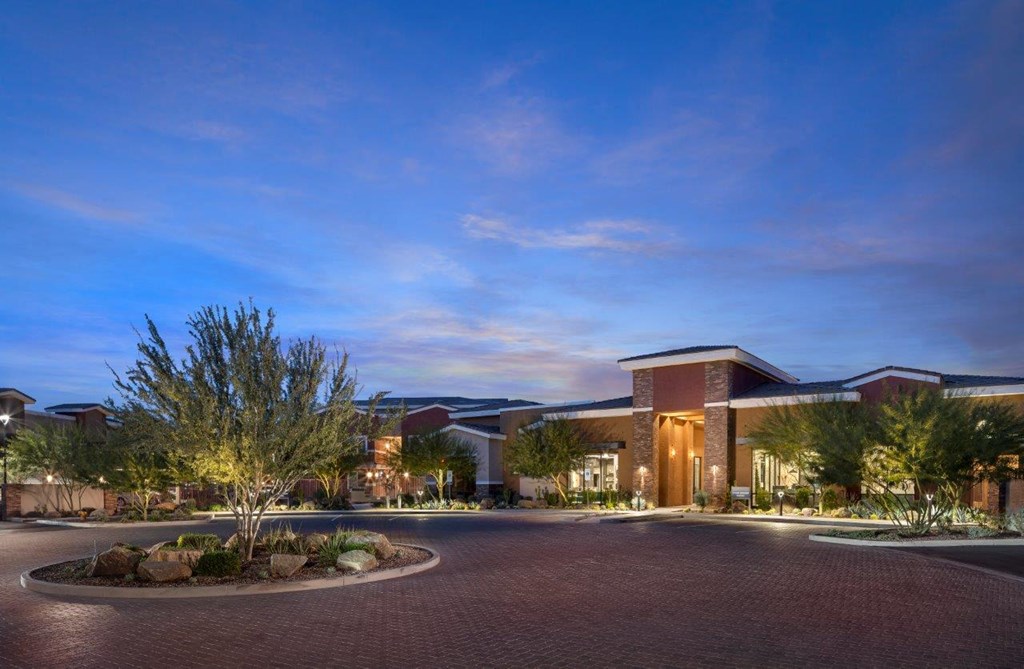 Night view at Zaterra Luxury Apartments, Chandler, AZ, 85286