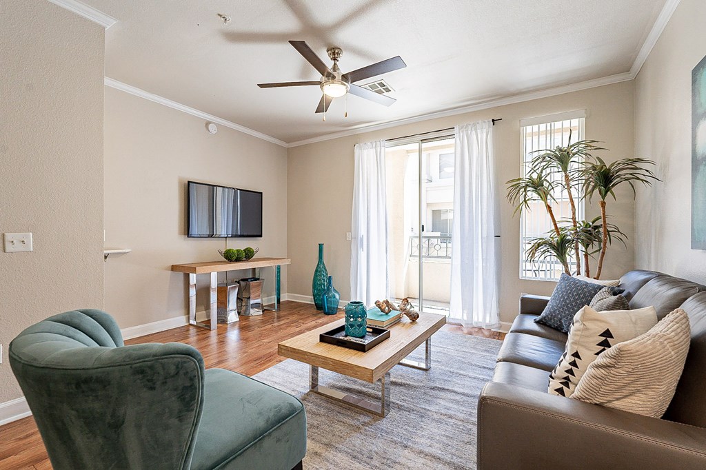 Living Room With TV at Palazzo Townhomes, Phoenix, 85008  