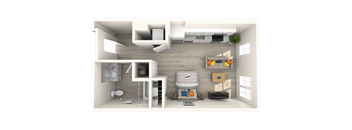 a floor plan of a 1 bedroom apartment at Melody on Main, Mesa, Arizona