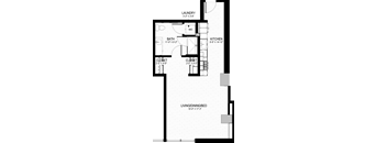 a floor plan of a small house with a kitchen and a living room