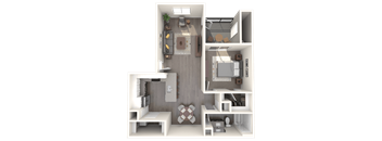 A1 One Bedroom Floor Plan at Zaterra Luxury Apartments, P.B. Bell, Chandler, Arizona