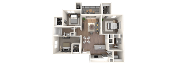 C1 Two Bedroom Floor Plan at Zaterra Luxury Apartments, P.B. Bell, Chandler, Arizona