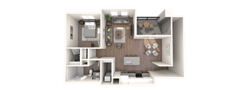 L1 One Bedroom Floor Plan at Zaterra Luxury Apartments, P.B. Bell, Arizona