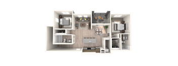 L2 Two Bedroom Floor Plan at Zaterra Luxury Apartments, P.B. Bell, Chandler, 85286