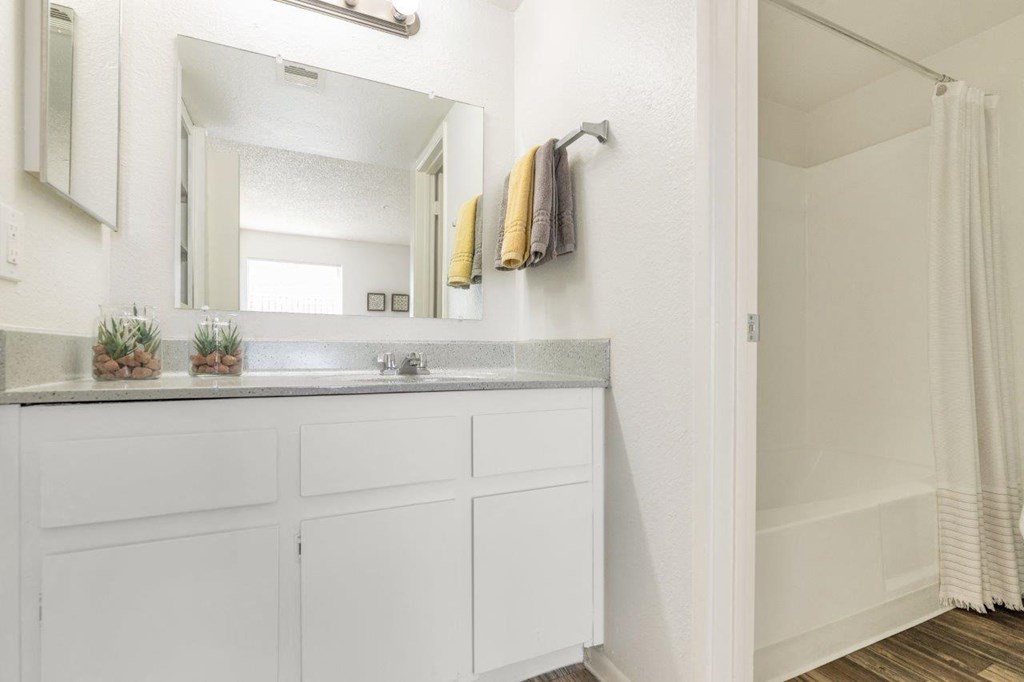 a bathroom with a sink and a mirror  at Glen Brae, Glendale, 85301