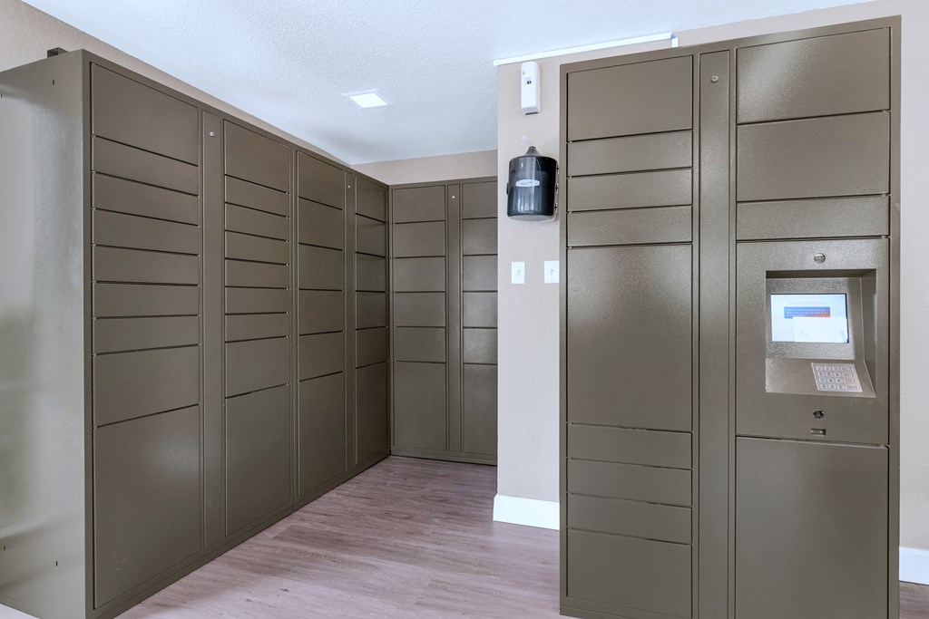 the walk in closet has plenty of storage and a safe