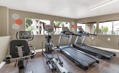 the gym at the landing has plenty of exercise equipment at Glen Brae, Glendale, Arizona