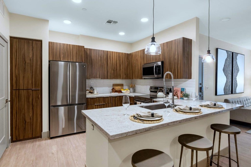 Kitchen with appliances at Zaterra Luxury Apartments, Chandler, 85286