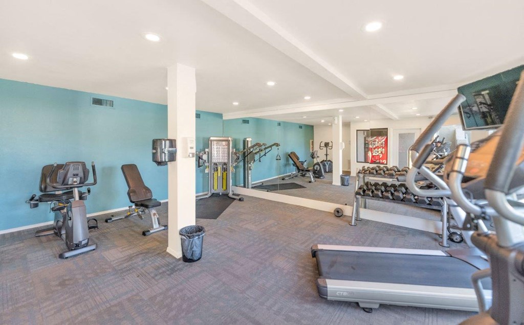 the property also has a fitness center with a treadmill and elliptical machines.