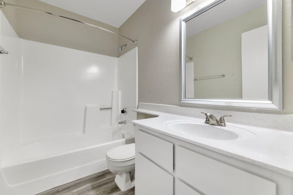 a bathroom with a sink toilet and bathtub