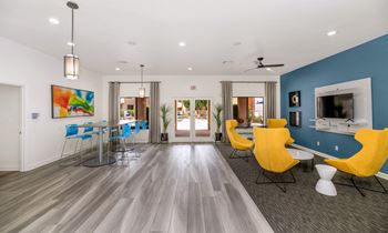 Resident Clubhouse with Kitchen, Coffee Bar, Lounge Seating & TVs