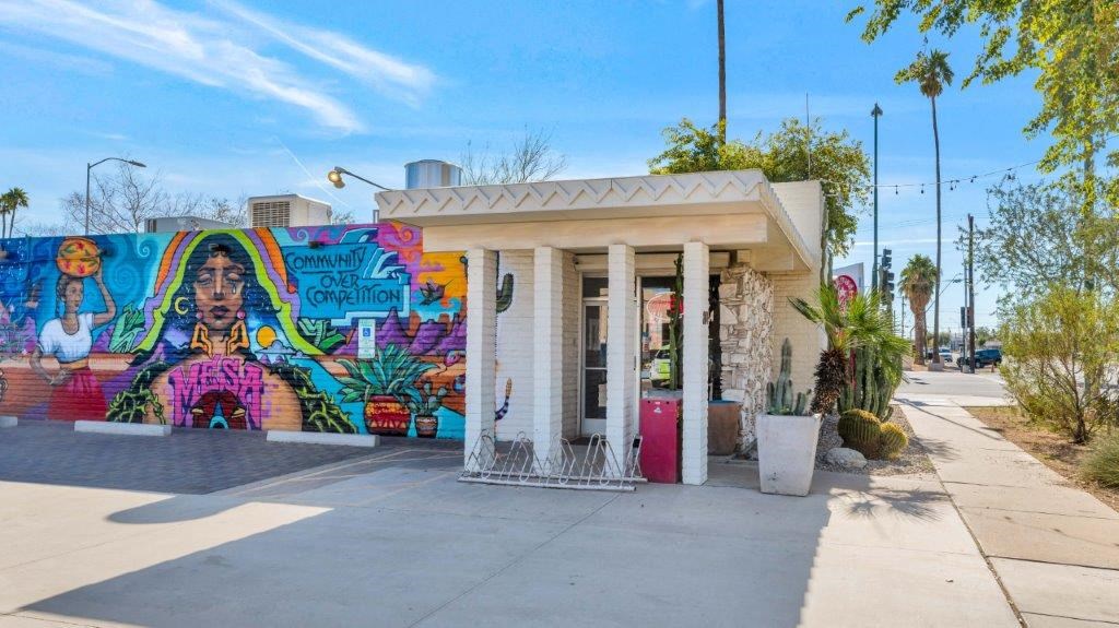 a building with a mural on the side of it