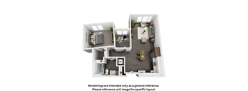 a 1 bedroom floor plan with a bathroom and a kitchen