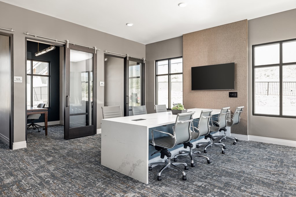 Business Center and Conference Room at Luxury CO Springs Apartment Home Community