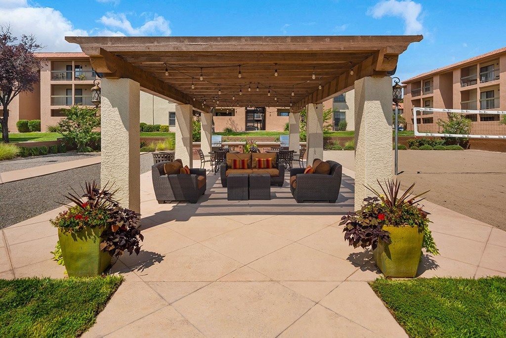 Del Rio Apartments Sand Volleyball Court and Bocce Ball Court Sand Volleyball Court and Bocce Ball Court at Apartments for Rent in Northeast Albuquerque NM