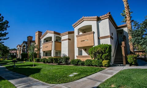 Grassy Landscaping in Front of Apartment Buildings Bathed in Nevada Sunshine