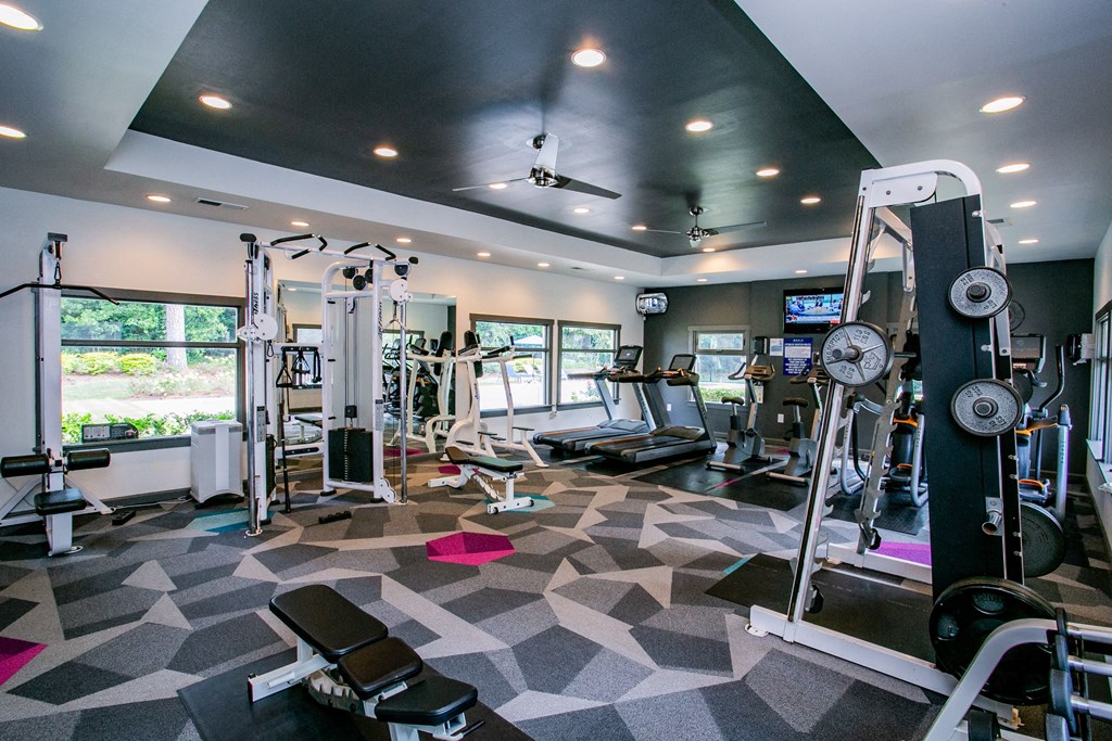 Fitness Center with Free Weights at Apartments on Powers Ferry Rd
